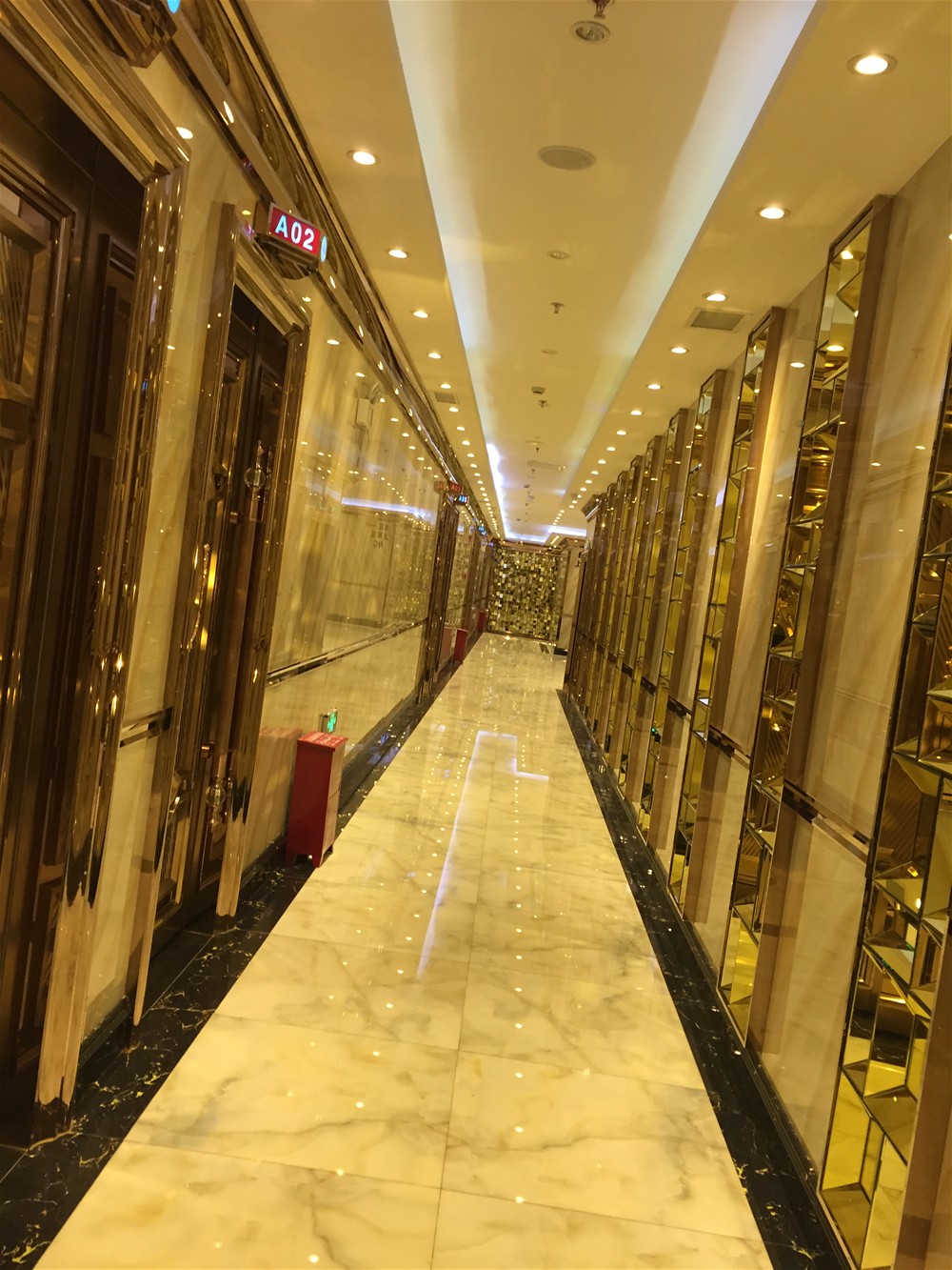 过道采用香蕉APP直播陶微晶石  西班牙翡翠玉KWD58001+意大利黑金花KWB58058铺贴