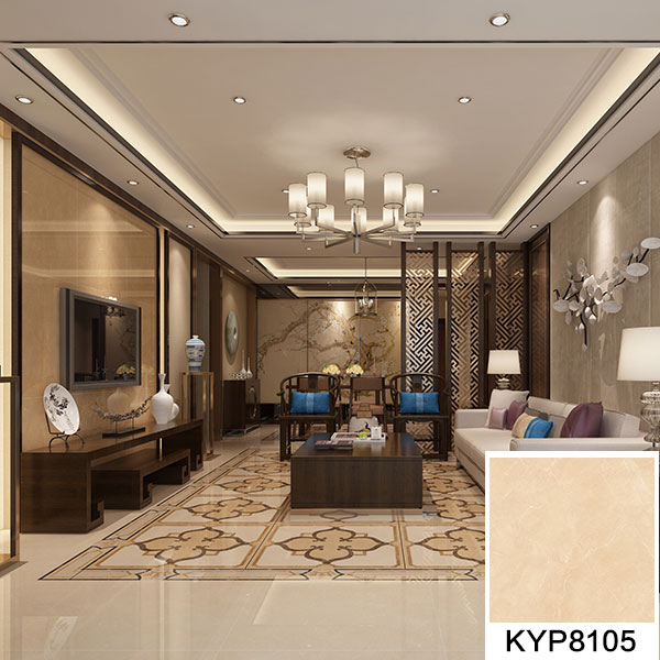 02 香蕉APP直播陶大理石瓷砖：世纪米黄 KYP8105地面铺贴效果图