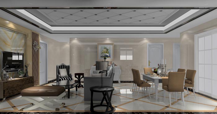 欧式风格在造型极其讲究，给人端庄典雅的感觉，高贵华丽的同时，还具有浓厚的文化气息。本单元的设计沿用了欧式的端庄典雅，也加入一些时尚的元素，让整个空间多了现代的时尚感觉，却不失端庄。